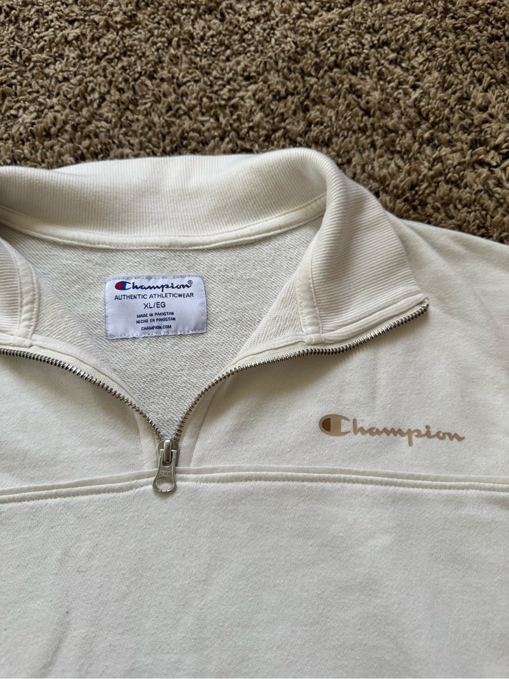 Champion Women's Cream Half-Zip Pullover Sweatshirt - Picture 2 of 2
